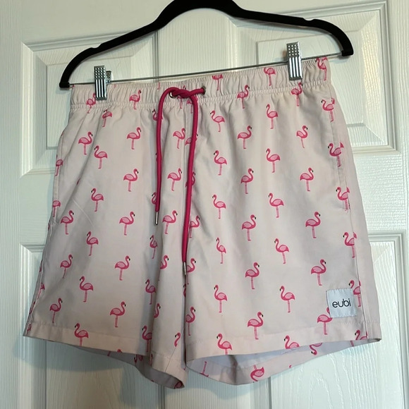 Eubi men’s pink flamingo lined swim shorts size small - Picture 1 of 9